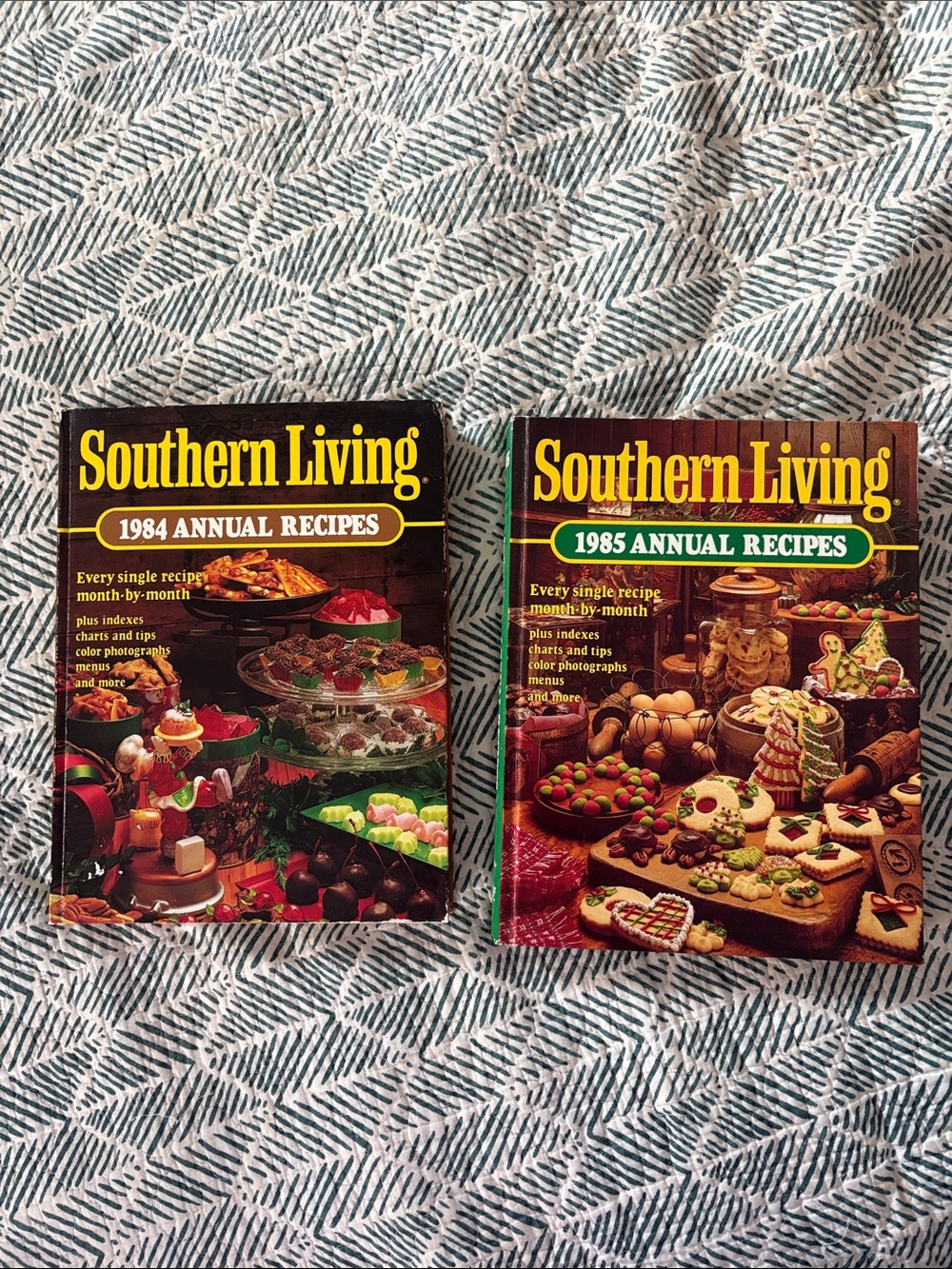 1984 and 1985.Southern Living Annual Recipes Pair — Brown & Green Covers